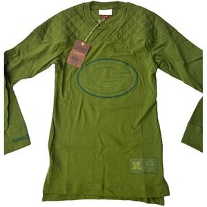 Mitchell & Ness Throwbacks Green Bay Packers Long Sleeve Shirt Mens Size XS
